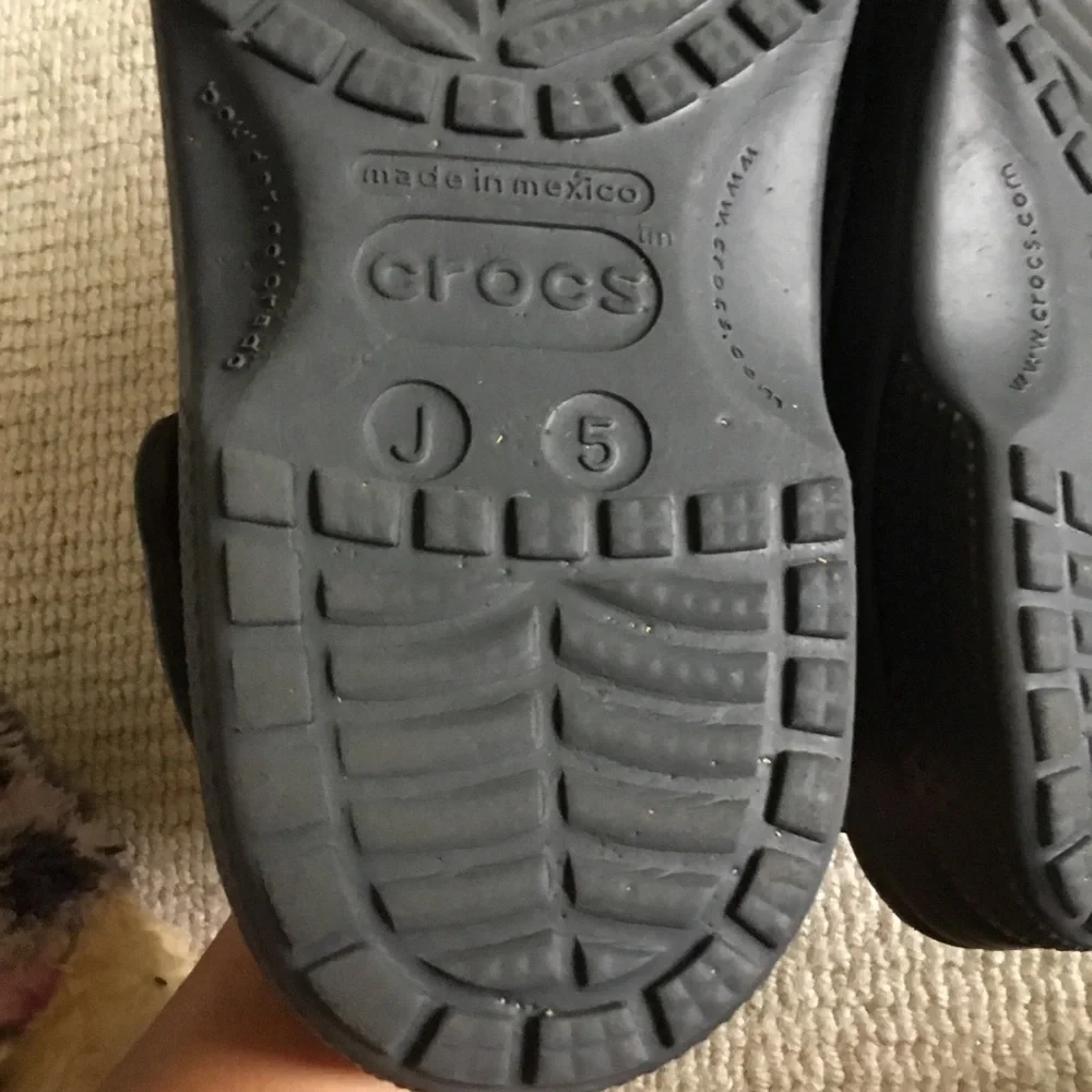 CROCS Black Foam Clogs with Heel Strap